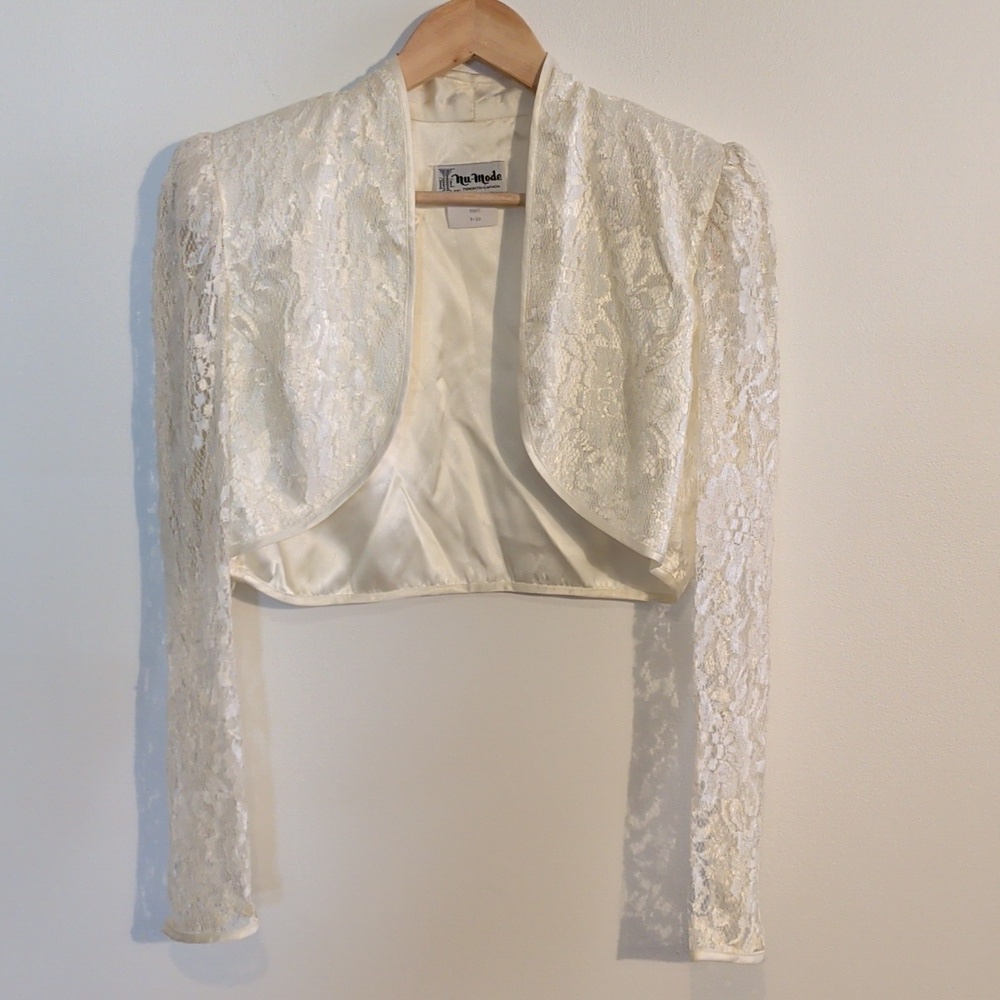 VINTAGE NU MODE cream lace dress - size small - Picture 9 of 16